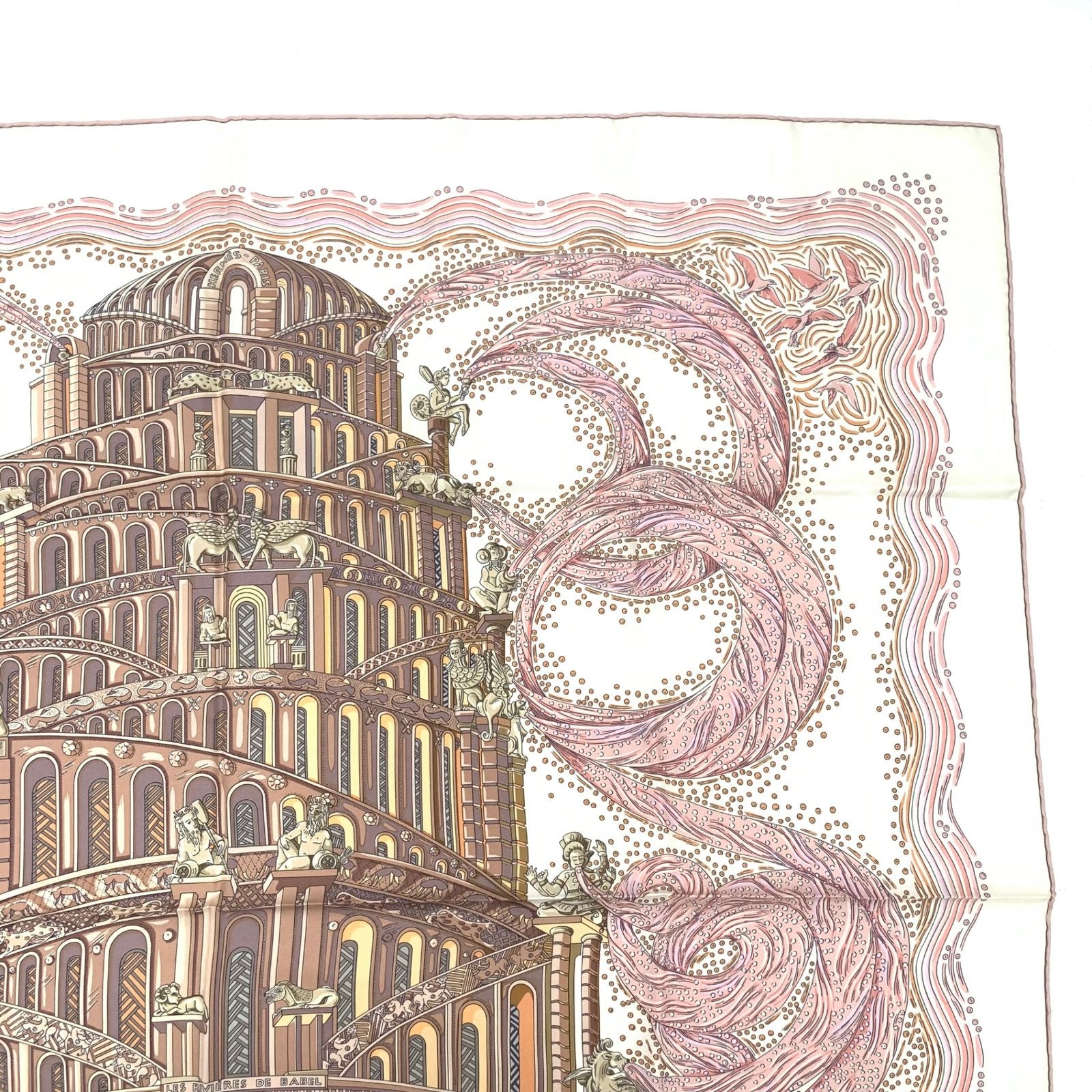Hermes Carre 90 les Rivieres de Babel River of Pink Scarf Silk — view 3