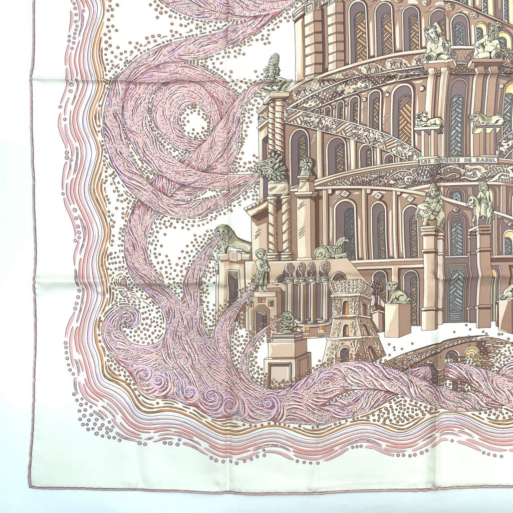 Hermes Carre 90 les Rivieres de Babel River of Pink Scarf Silk — view 5