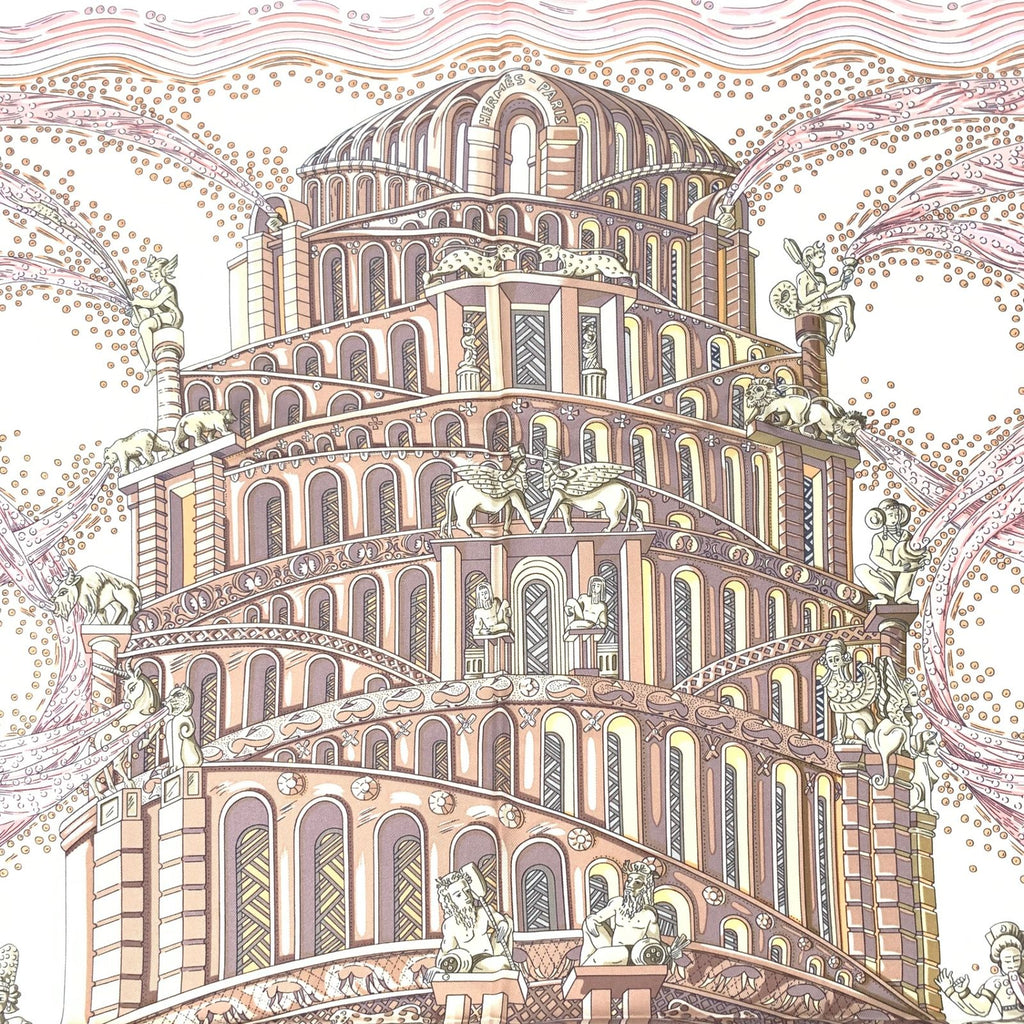 Hermes Carre 90 les Rivieres de Babel River of Pink Scarf Silk — view 6