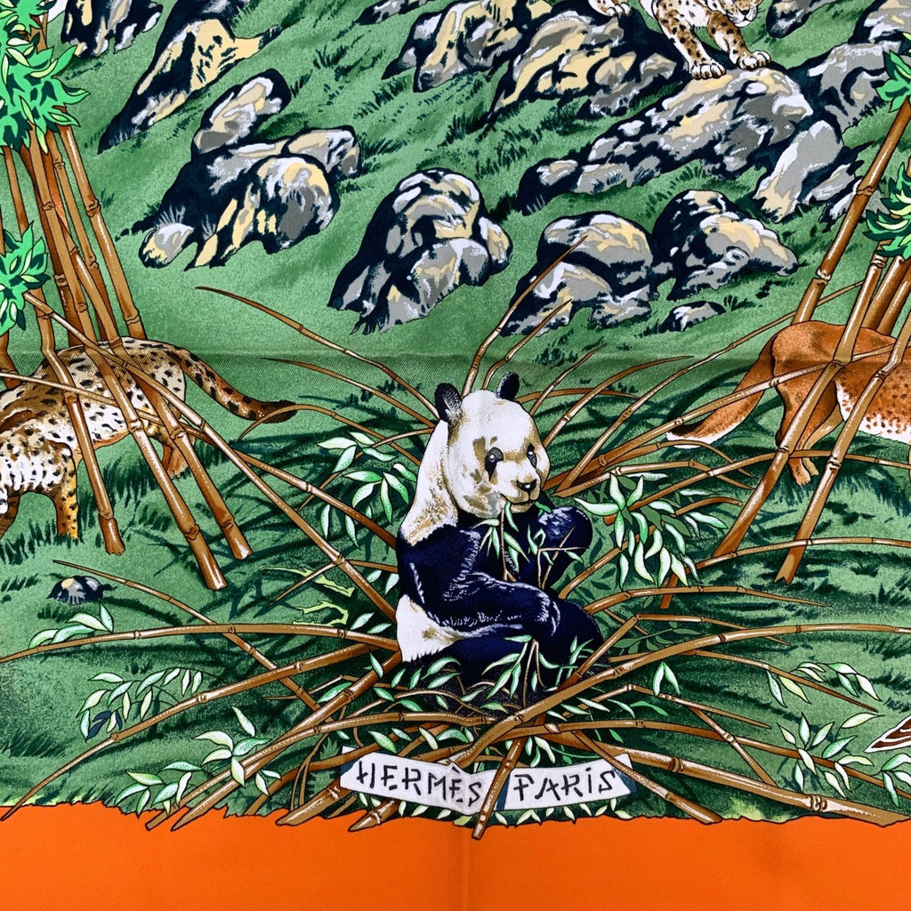 Hermes Carre 90 Sichuan Orange Multicolor Silk Scarf — view 6