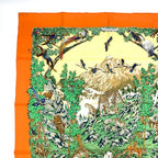 Hermes Carre 90 Sichuan Orange Multicolor Silk Scarf — view 2