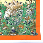 Hermes Carre 90 Sichuan Orange Multicolor Silk Scarf — view 4