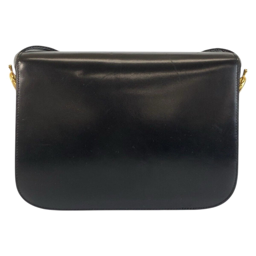 Celine Vintage Horse Carriage Black Gold Leather 09 Shoulder Bag Pochette — view 2