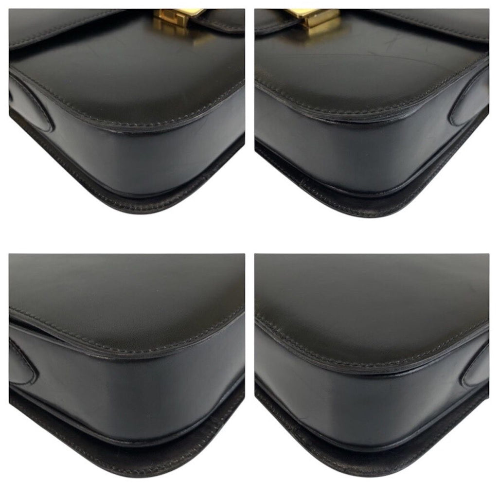Celine Vintage Horse Carriage Black Gold Leather 09 Shoulder Bag Pochette — view 3
