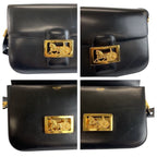Celine Vintage Horse Carriage Black Gold Leather 09 Shoulder Bag Pochette — view 5