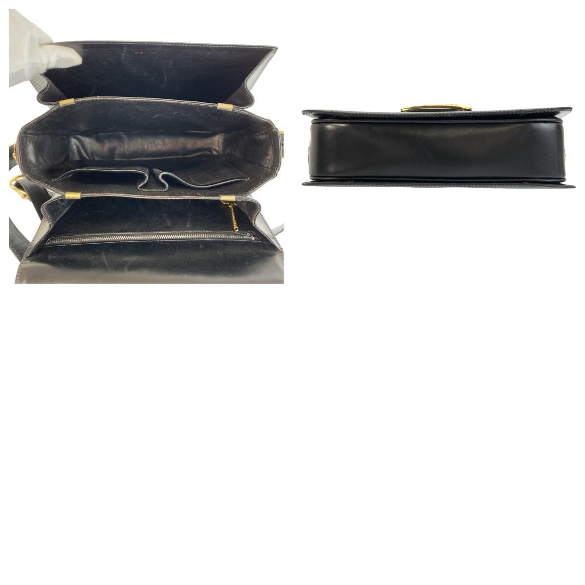 Celine Vintage Horse Carriage Black Gold Leather 09 Shoulder Bag Pochette — view 9