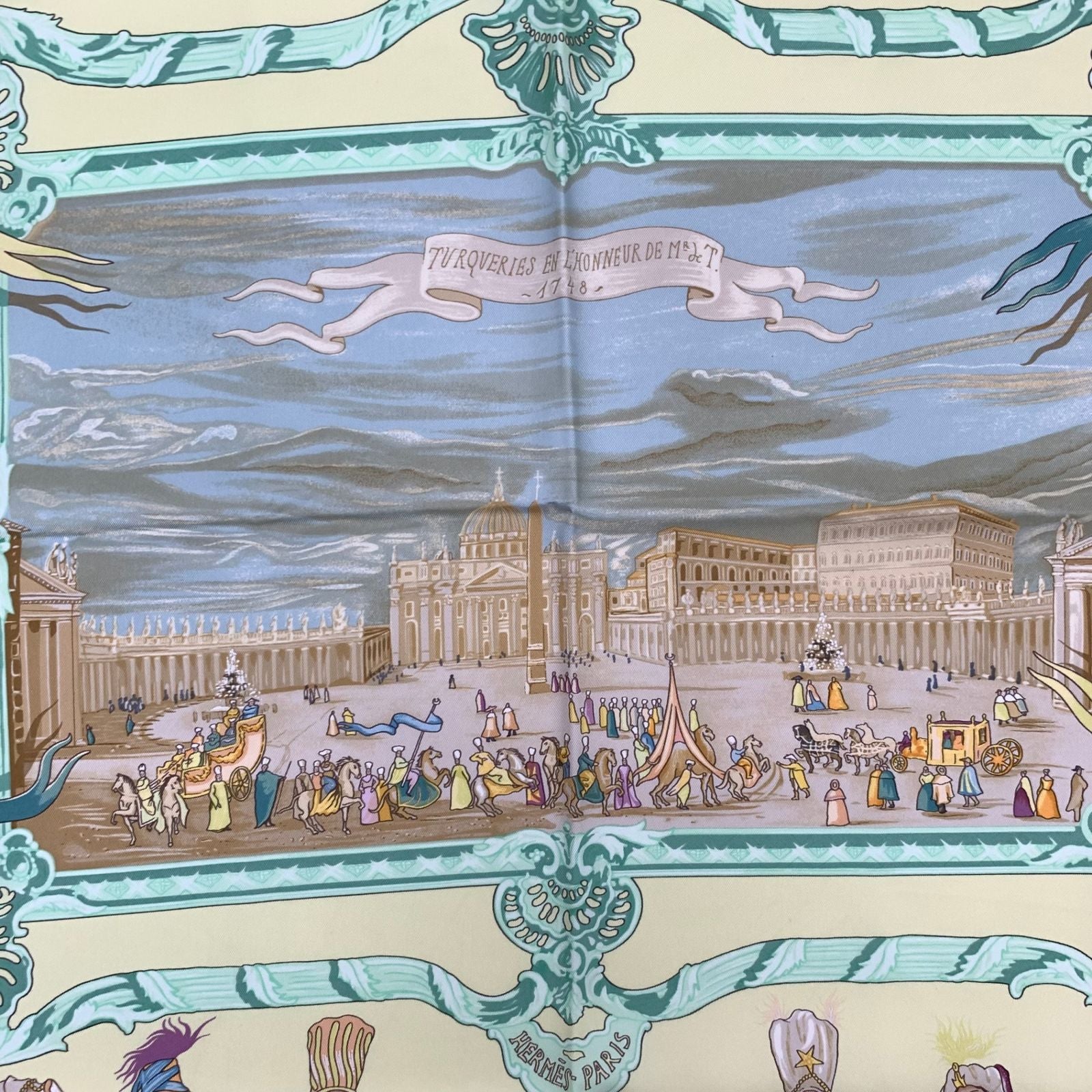Hermes Carre 90 Silk Scarf Bandana Turqveries en L'honneur de Mht Turkish March — view 6