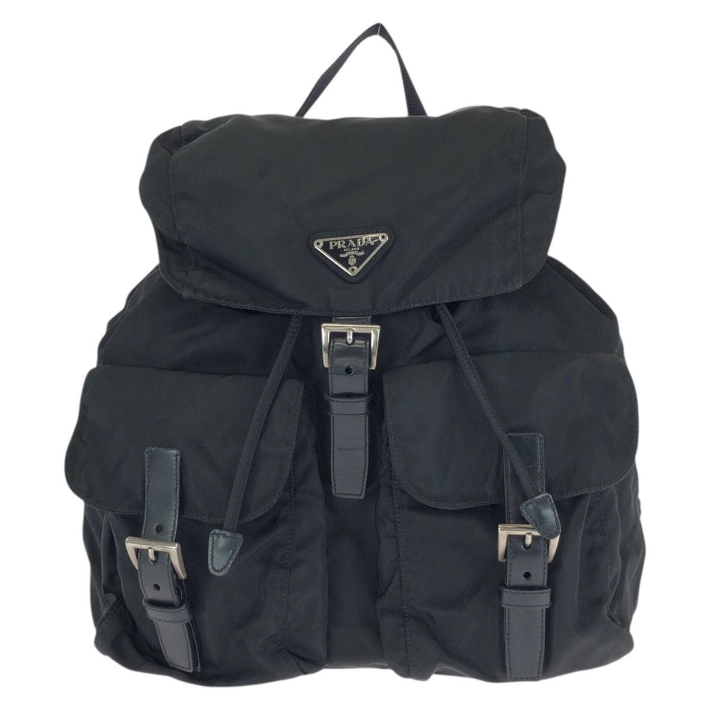 Prada Tessuto Black Silver Nylon Backpack