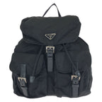 Prada Tessuto Black Silver Nylon Backpack
