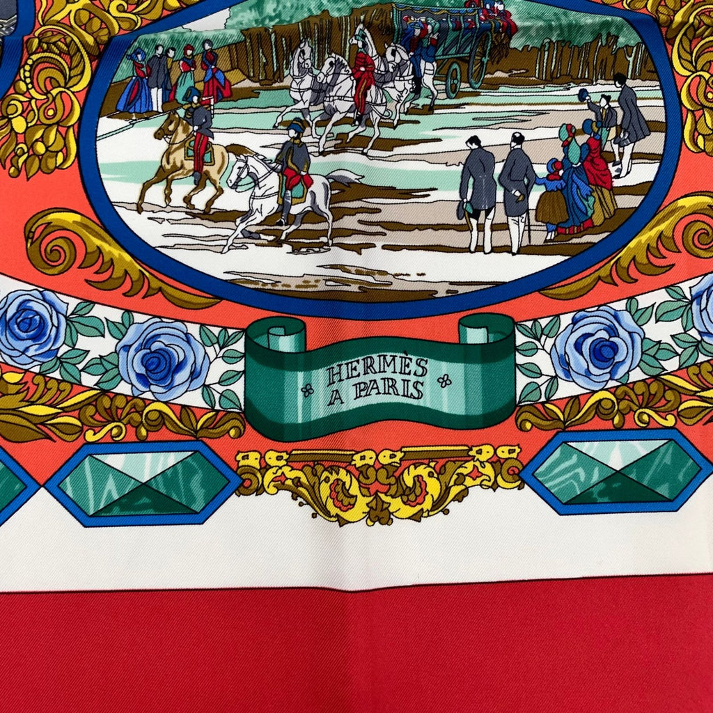 Hermes Carre 90 L'entente Cordiale Franco British Alliance Red Multicolor Scarf — view 7