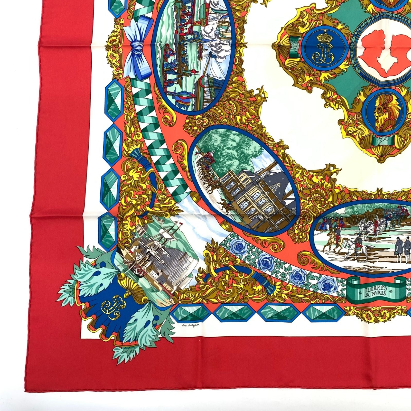 Hermes Carre 90 L'entente Cordiale Franco British Alliance Red Multicolor Scarf — view 5