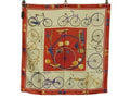 Gucci Scarf Red Multicolor Silk 100% Large Bicycle Pattern