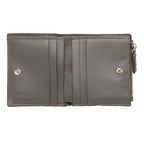 Prada Triangle Logo Bifold Wallet Compact Gray Vitello Daino Leather — view 4