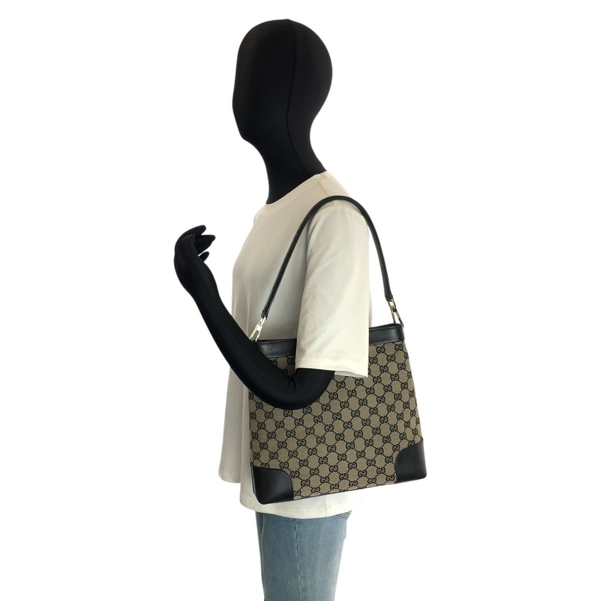 Gucci Black Gold GG Canvas Leather 001 Shoulder — view 6