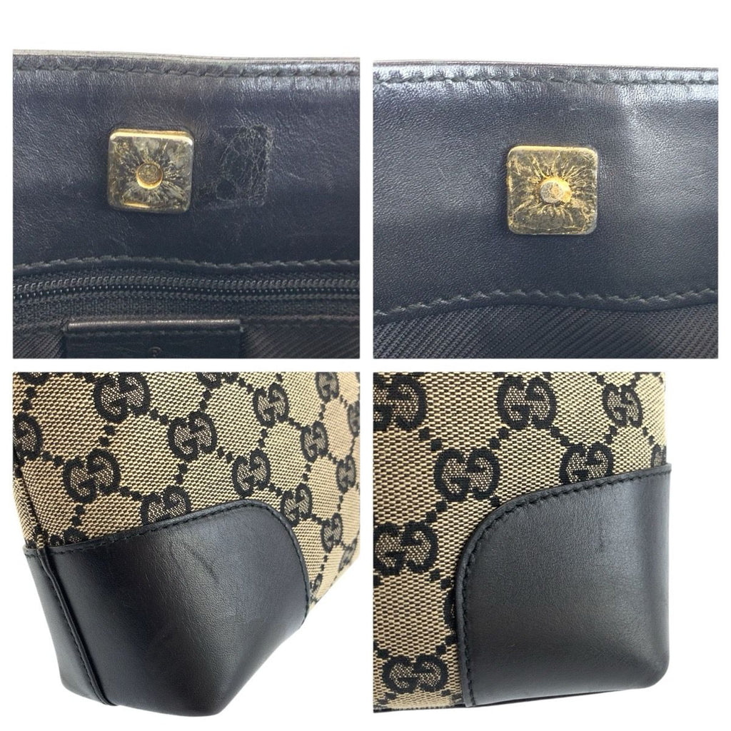 Gucci Black Gold GG Canvas Leather 001 Shoulder — view 5