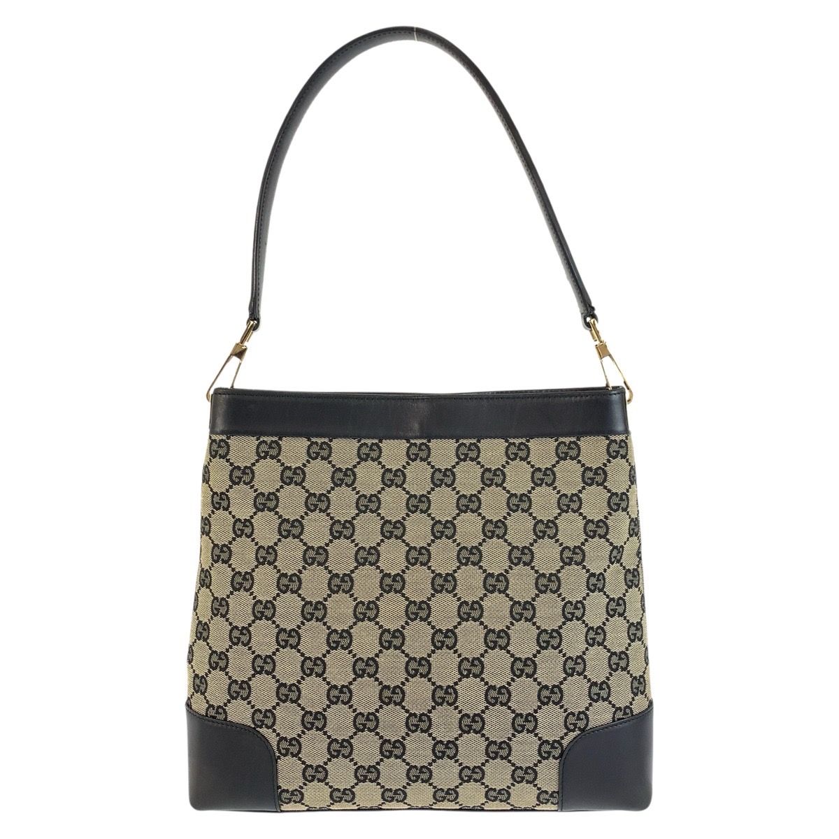 Gucci Black Gold GG Canvas Leather 001 Shoulder