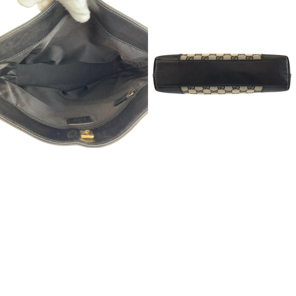 Gucci Black Gold GG Canvas Leather 001 Shoulder — view 9