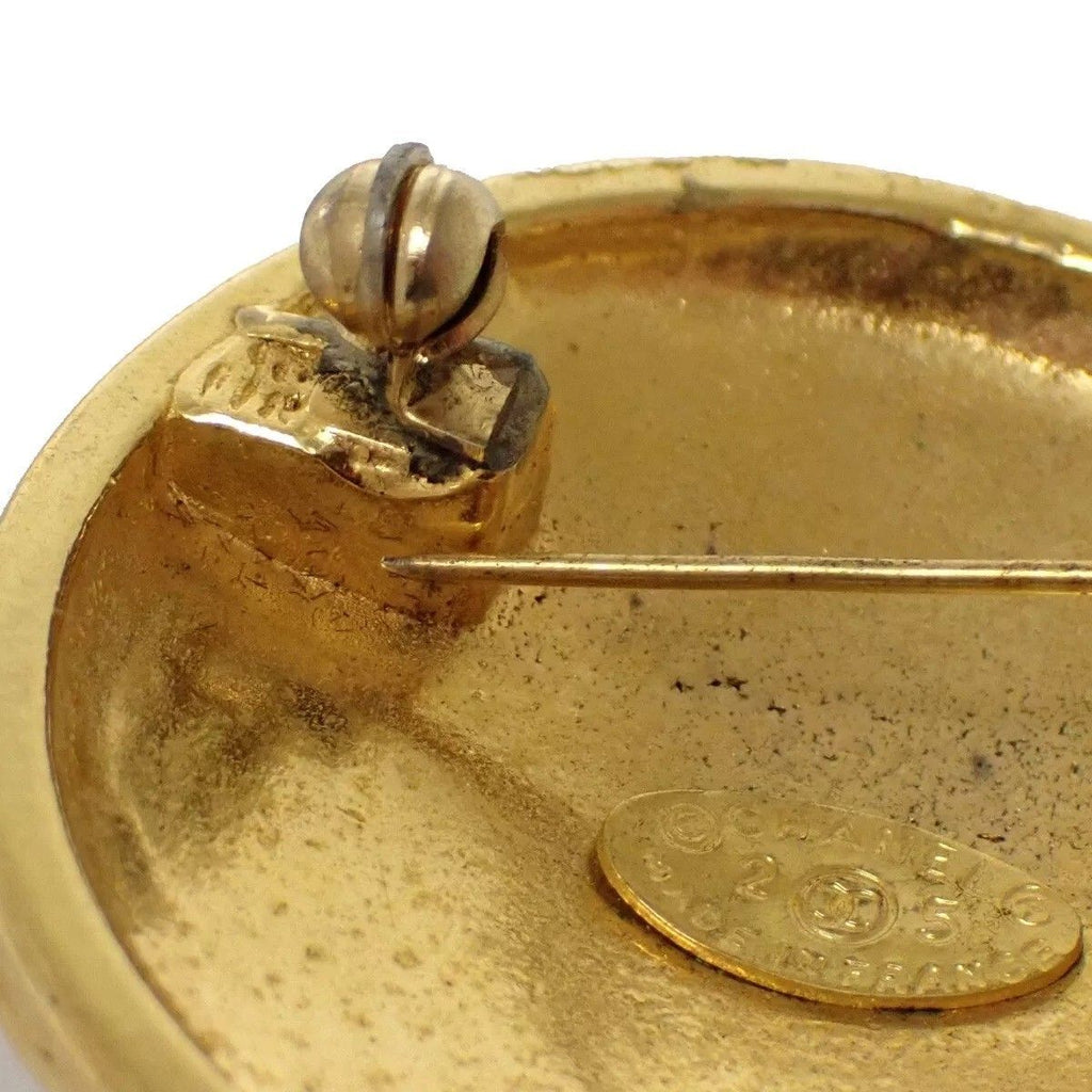 Chanel Vintage Brooch CC Mark Gold Circle — view 9