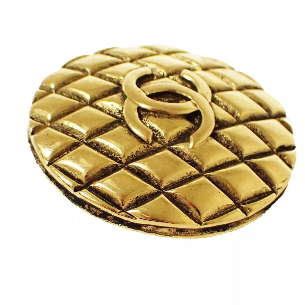 Chanel Vintage Brooch CC Mark Gold Circle — view 3