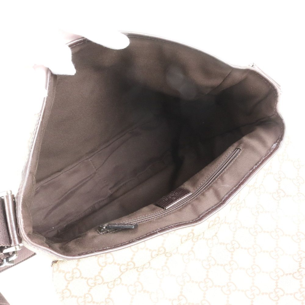 Gucci GG Supreme Leather Shoulder Bag Crossbody Messenger Brown — view 7