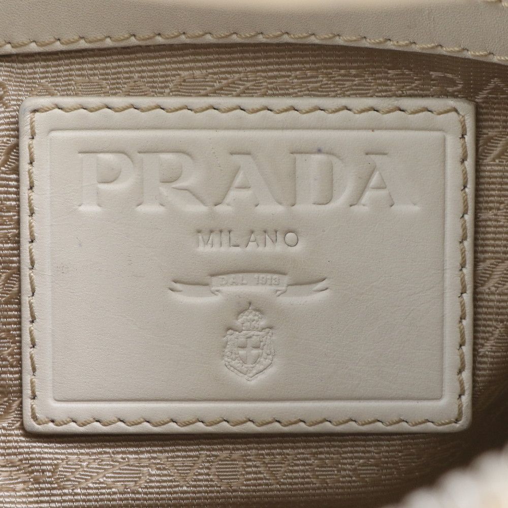 Prada Logo Jacquard Hobo Leather Shoulder Bag — view 8
