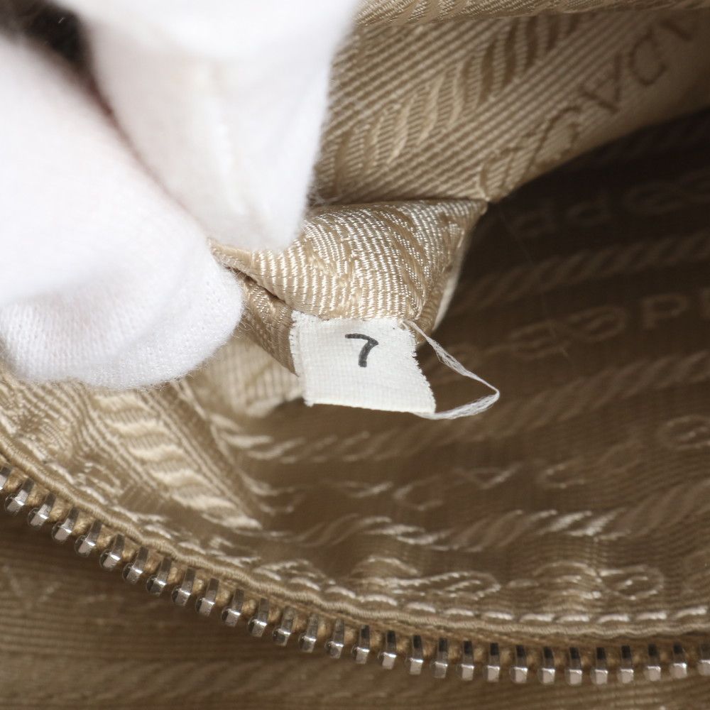 Prada Logo Jacquard Hobo Leather Shoulder Bag — view 9