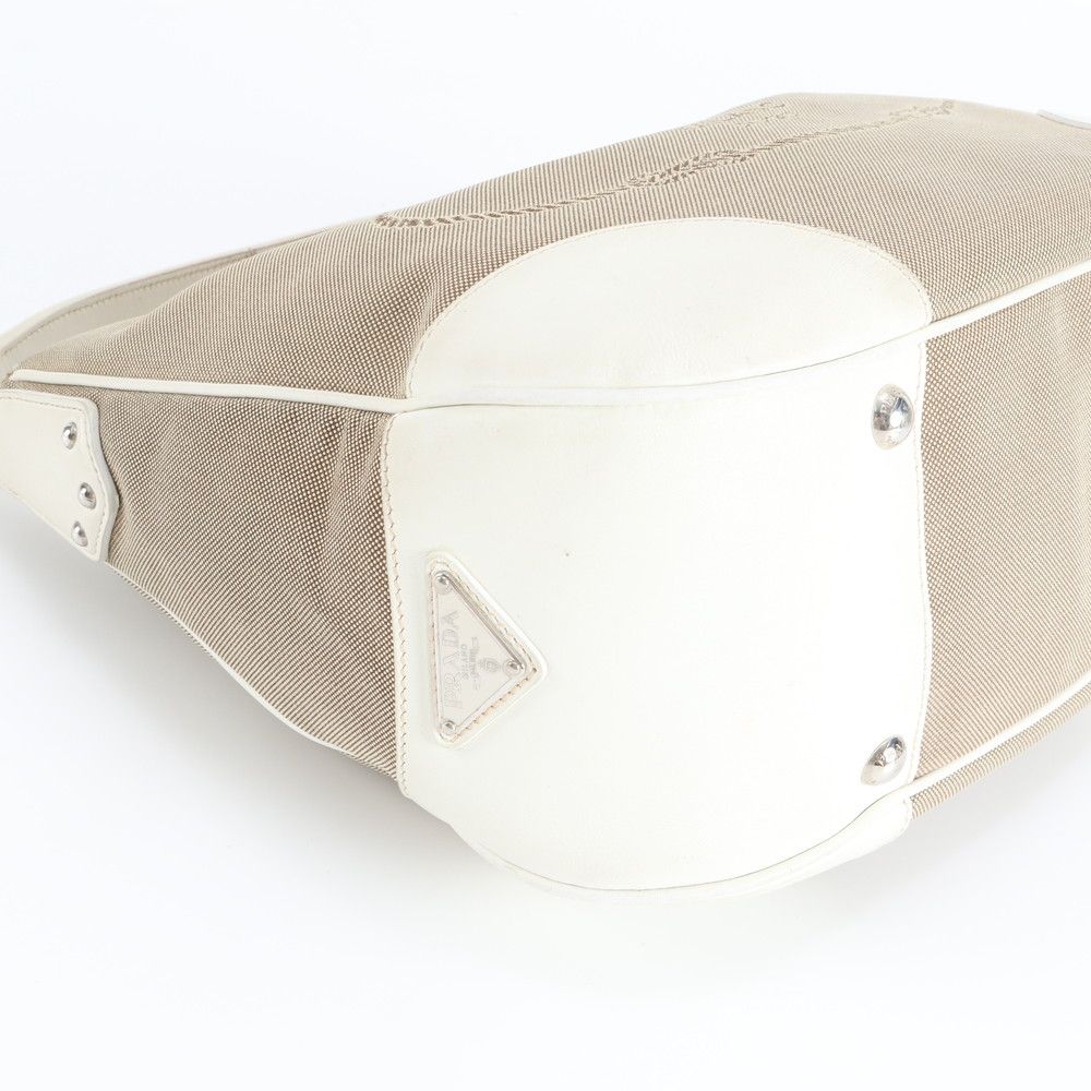 Prada Logo Jacquard Hobo Leather Shoulder Bag — view 4
