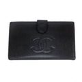 Chanel Ten Wallet Caviar Leather Black CC Logo Kiss Lock