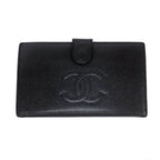 Chanel Ten Wallet Caviar Leather Black CC Logo Kiss Lock