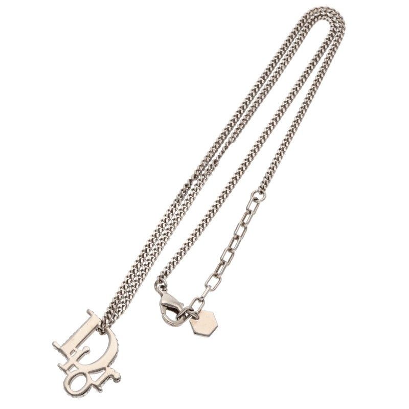 Dior Rhinestone Embellished Oblique Logo Necklace — view 2