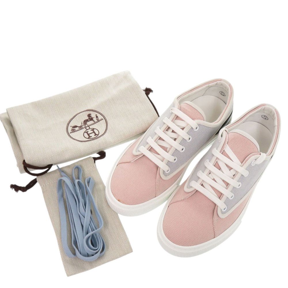 Hermes Envy 40.5 Canvas Pink Blue White Sneakers — view 2