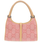 Gucci Vintage Jackie GG Pattern 002 Canvas Leather Pink Beige Shoulder — view 2