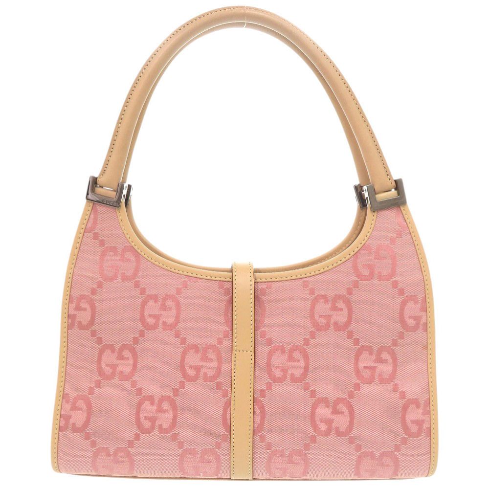 Gucci Vintage Jackie GG Pattern 002 Canvas Leather Pink Beige Shoulder — view 2