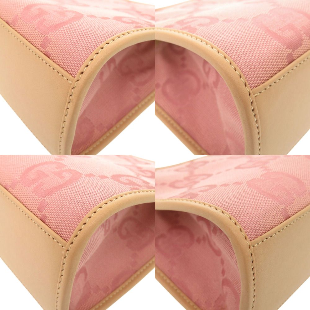 Gucci Vintage Jackie GG Pattern 002 Canvas Leather Pink Beige Shoulder — view 4