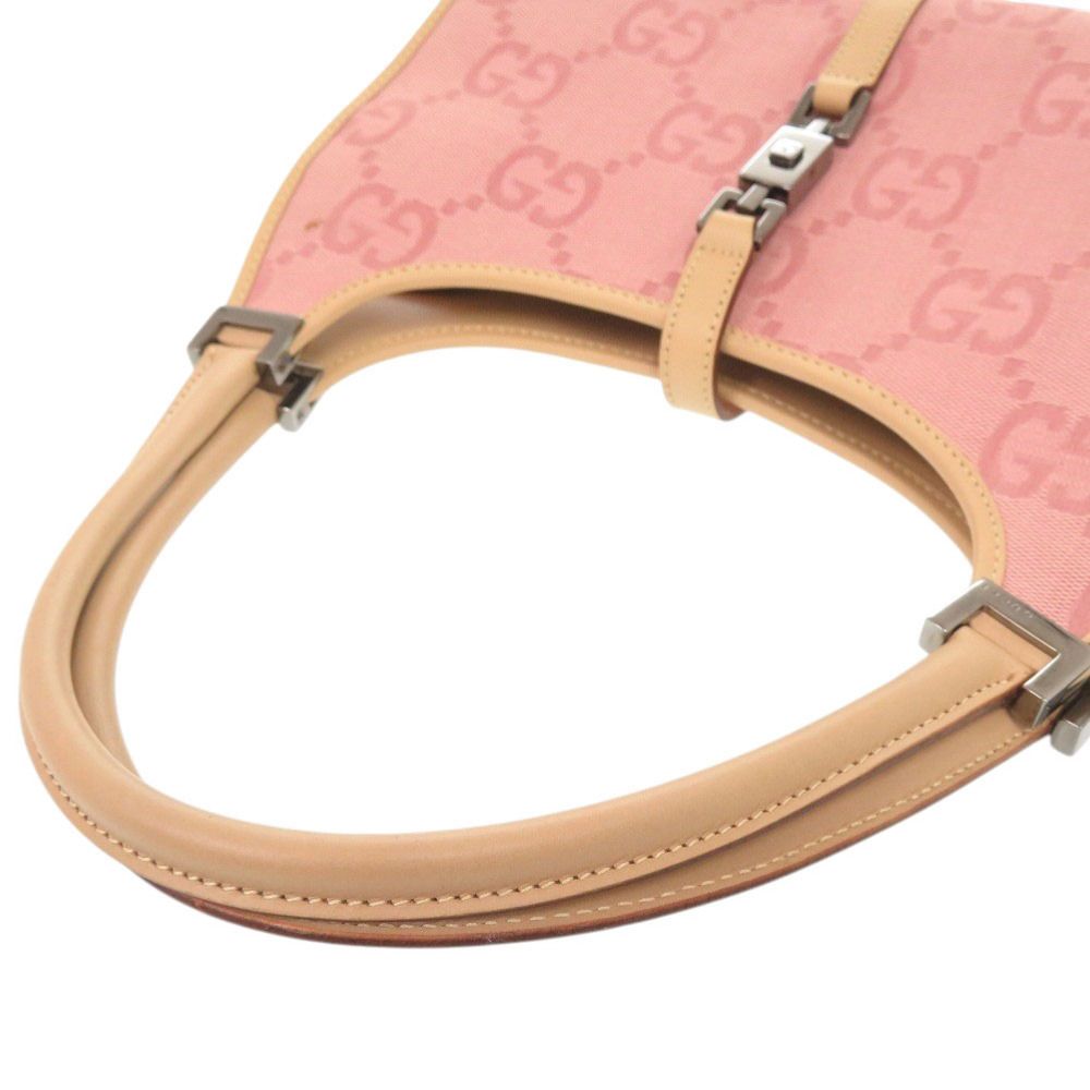 Gucci Vintage Jackie GG Pattern 002 Canvas Leather Pink Beige Shoulder — view 5