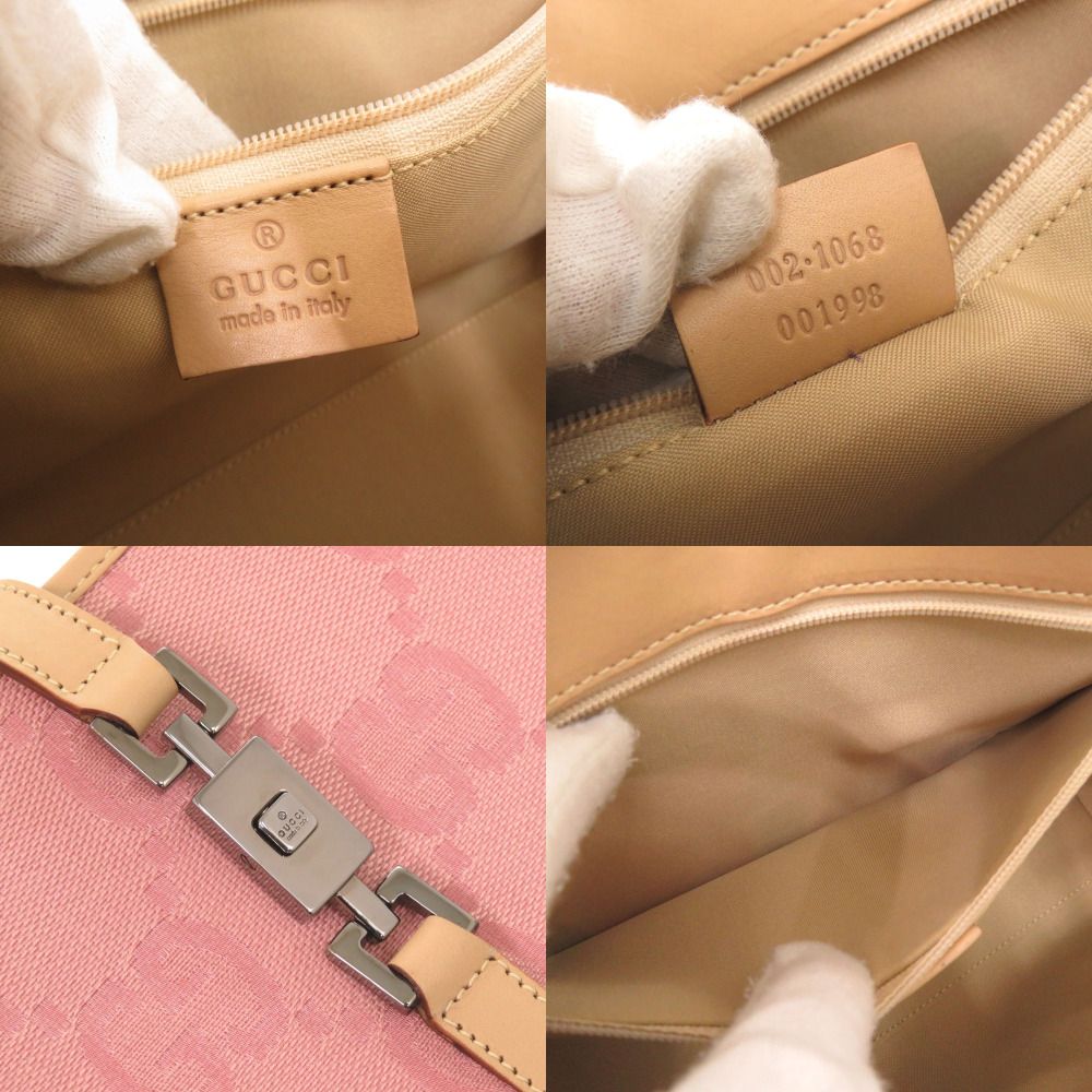 Gucci Vintage Jackie GG Pattern 002 Canvas Leather Pink Beige Shoulder — view 7