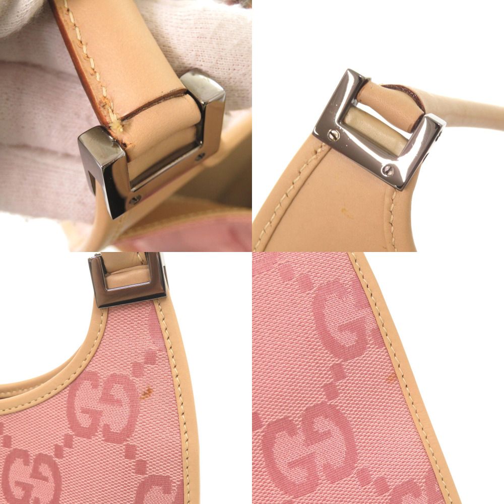 Gucci Vintage Jackie GG Pattern 002 Canvas Leather Pink Beige Shoulder — view 9