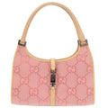 Gucci Vintage Jackie GG Pattern 002 Canvas Leather Pink Beige Shoulder