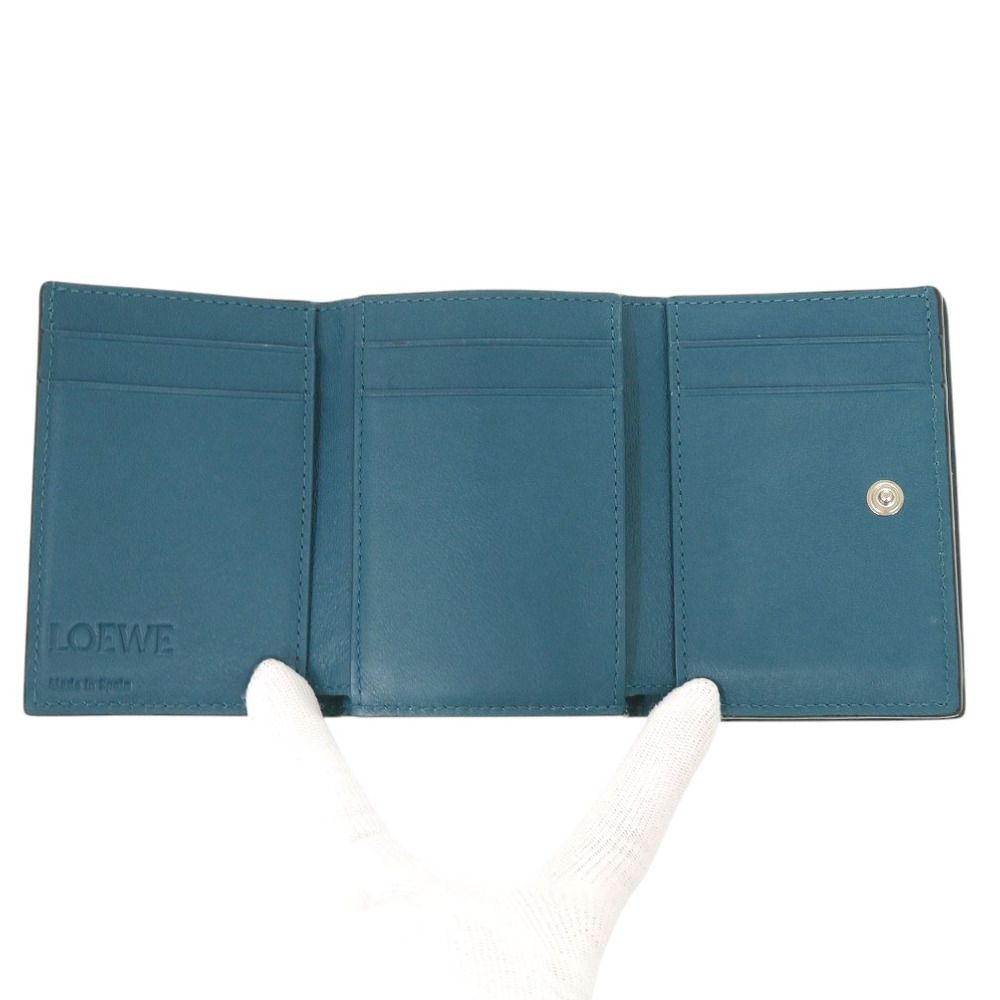 Loewe Anagram Trifold Wallet Leather Blue — view 5