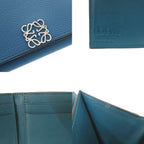 Loewe Anagram Trifold Wallet Leather Blue — view 8