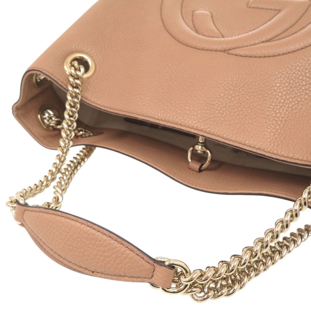 Gucci Soho Interlocking Leather Beige Tote Chain Shoulder — view 6