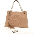 Gucci Soho Interlocking Leather Beige Tote Chain Shoulder — view 2