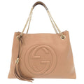 Gucci Soho Interlocking Leather Beige Tote Chain Shoulder