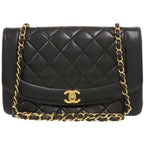 Chanel Diana 25 Lambskin Black Quilted Shoulder Bag CC Logo