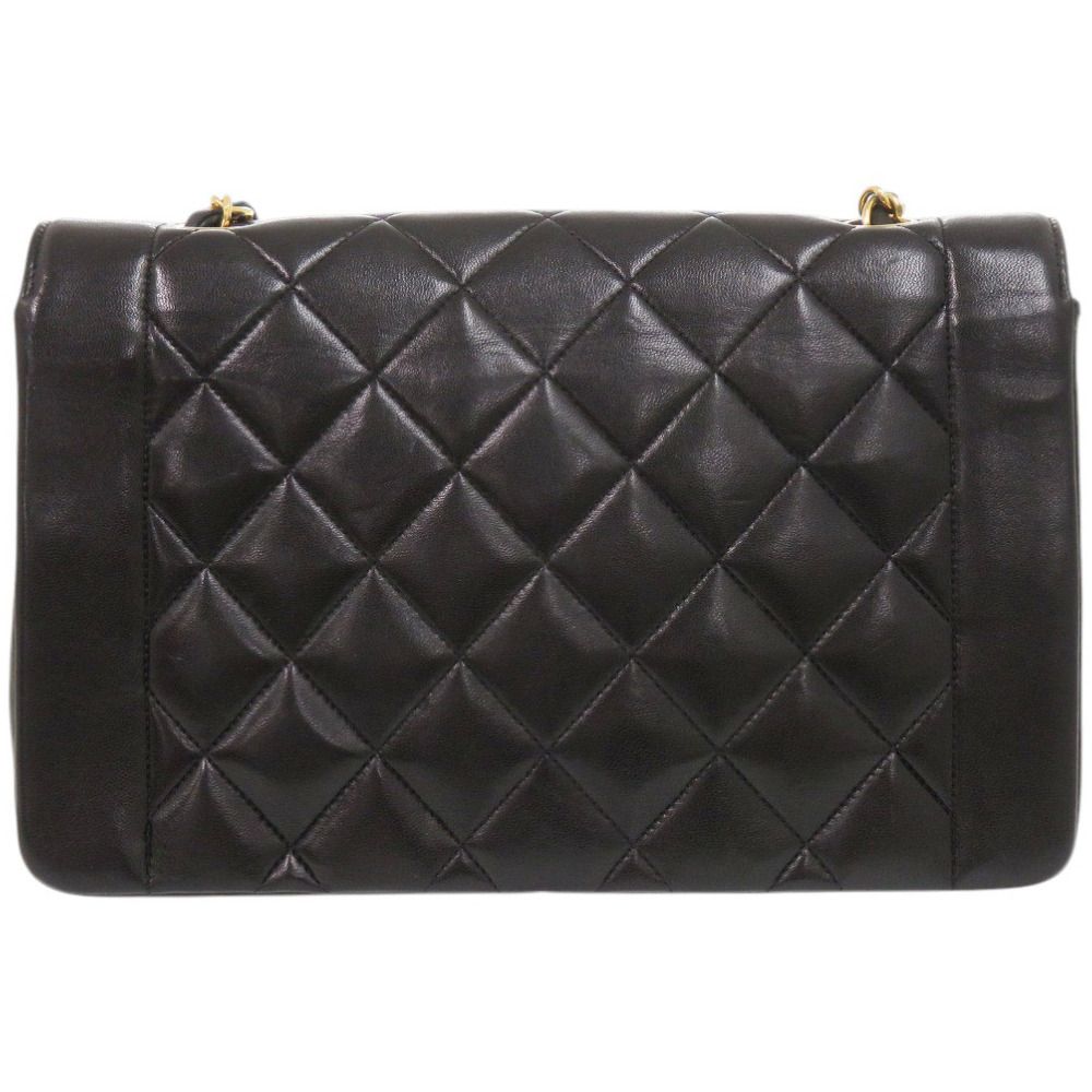 Chanel Diana 25 Lambskin Black Quilted Shoulder Bag CC Logo — view 2