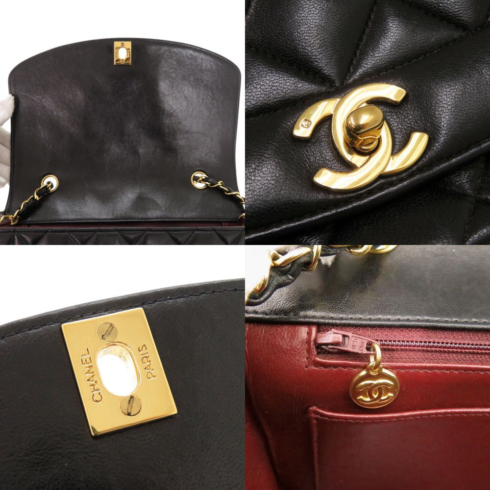 Chanel Diana 25 Lambskin Black Quilted Shoulder Bag CC Logo — view 9