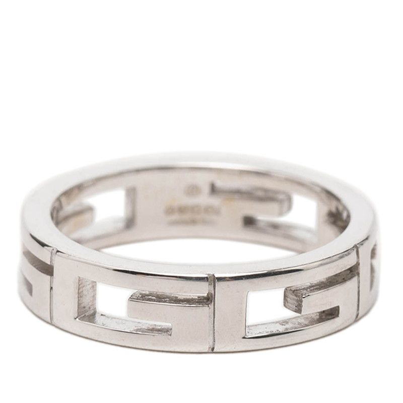 Gucci Logo Ring 11 18k White Gold 750
