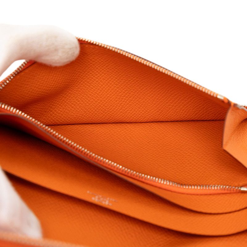 Hermes Azap Integral Zip Around Wallet Orange Veau Epsom — view 5