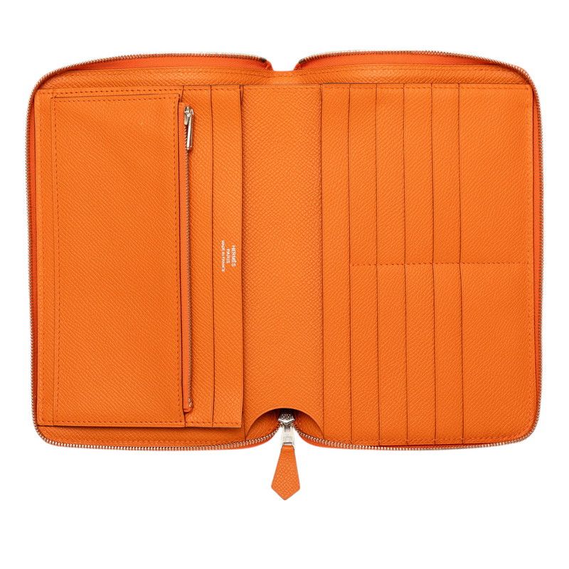 Hermes Azap Integral Zip Around Wallet Orange Veau Epsom — view 4