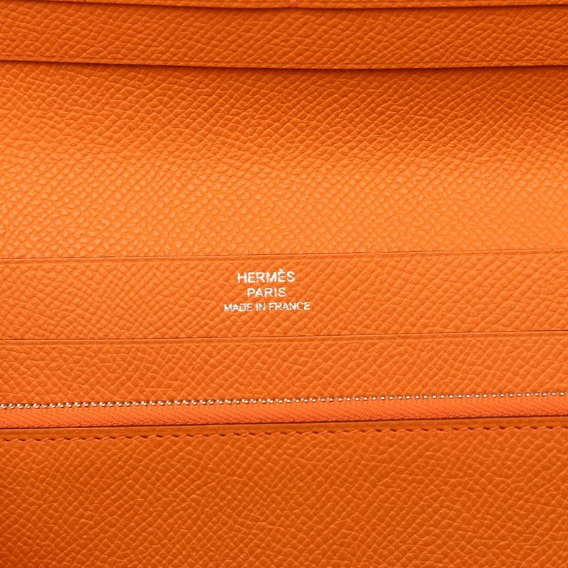 Hermes Azap Integral Zip Around Wallet Orange Veau Epsom — view 6